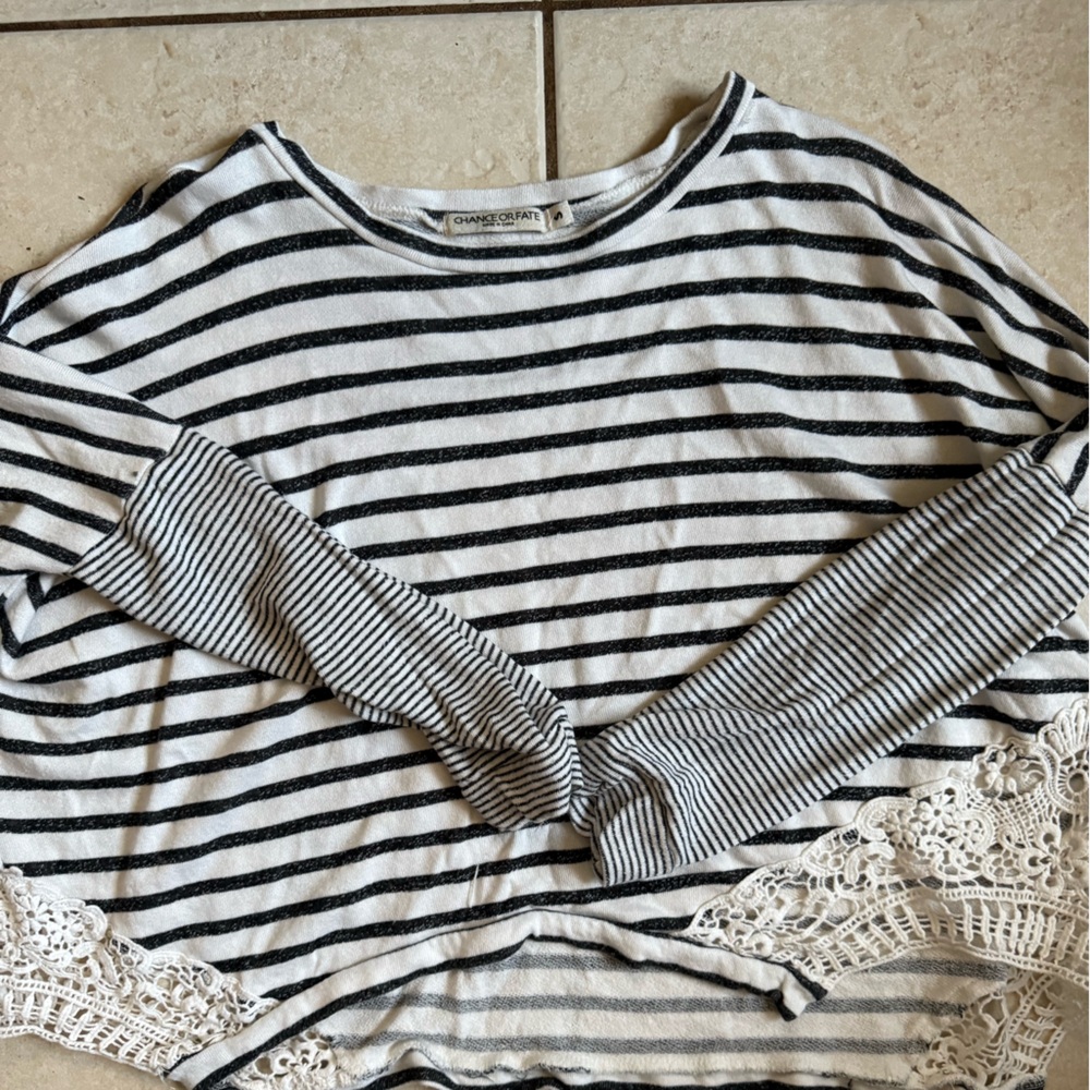 Chance or Fate Black and White Striped Top
